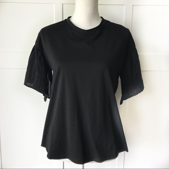 Black Eyelet Ruffle Sleeve Tee - Picture 5 of 8